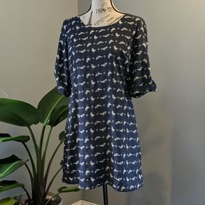 Bird Pattern Shift Dress